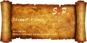 Stumpf Piusz névjegykártya